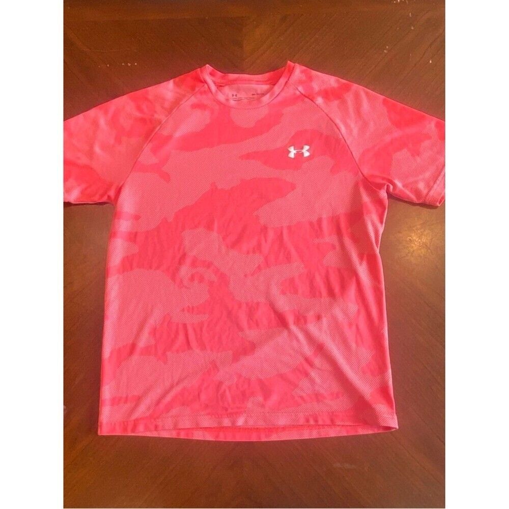 Mens S Under Armour Neon Pink Orange Camo Athletic Tee Sports